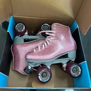 Pink glitter roller skates